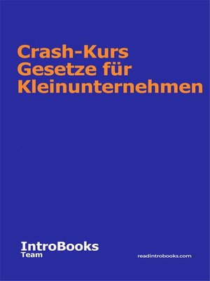 cover image of Crash-Kurs Gesetze für Kleinunternehmen
